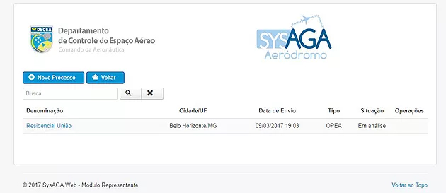 SYSAGA - Processos em andamento